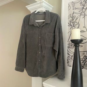 WISHLIST APPAREL CORDUROY BUTTON DOWN GREY M/L